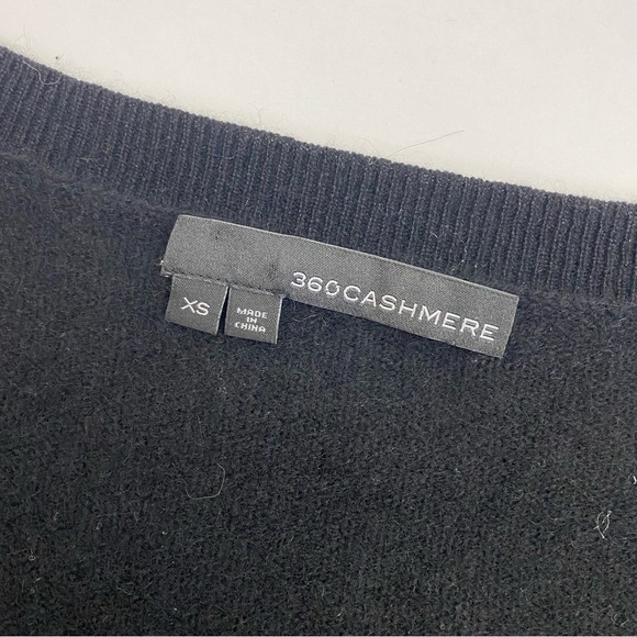 360 Cashmere Numi Cashmere Lace Up Sleeves Jumper V Neck Sweater: Black - Picture 10 of 11